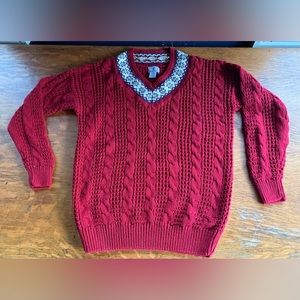 Vintage Weathervane Cable knit V Neck Sweater Womens Med Hong Kong